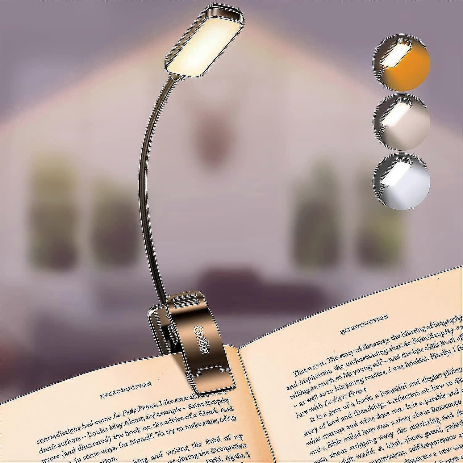9 ضوء كتاب LED ، جريتين 3 أوضاع لحماية العين مصباح كتاب ضوئي (ضوء أبيض دافئ وبارد) - تعتيم بدون خطوات ، قابلة لإعادة الشحن ، عمر بطارية طويل ، 4-