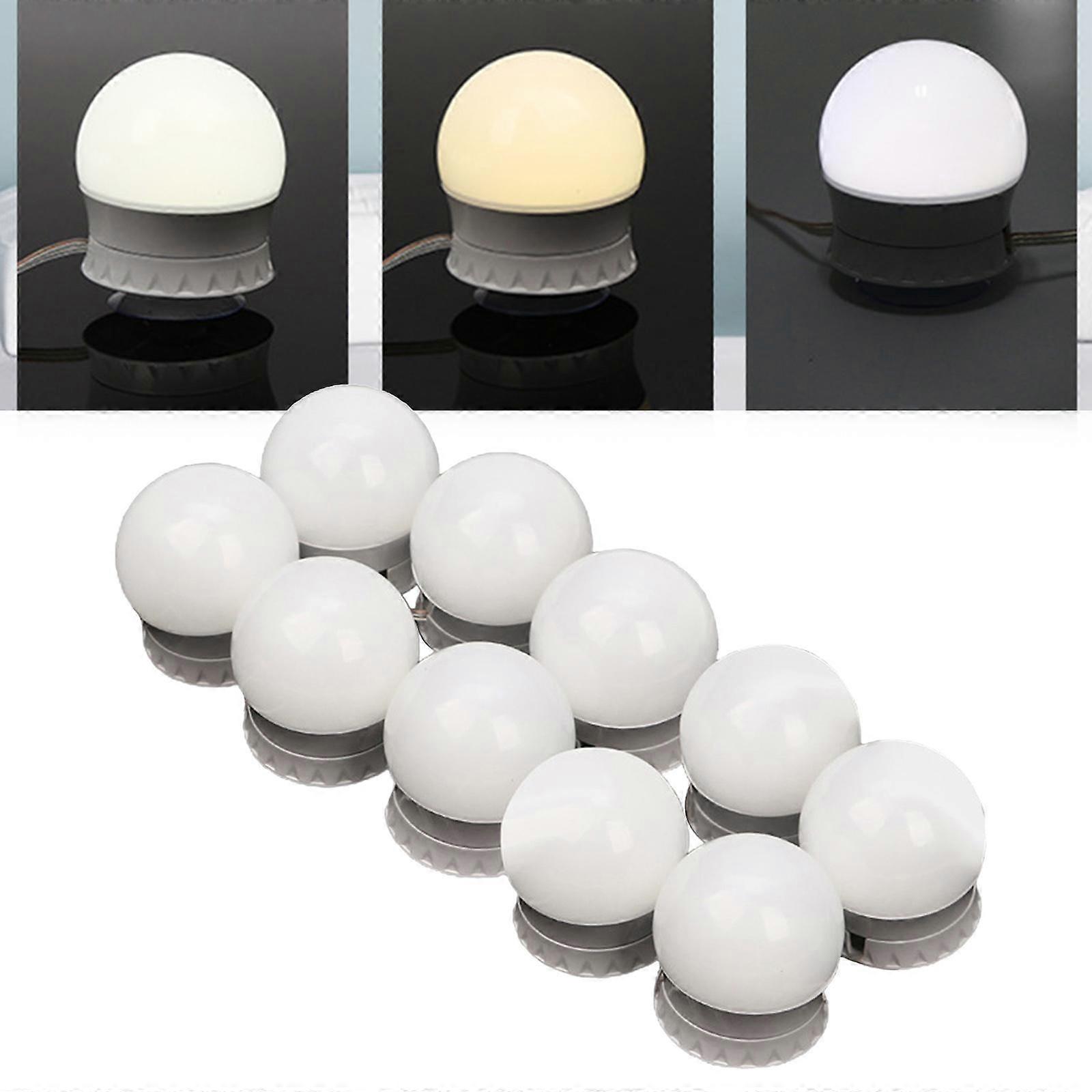 LED Make Up Light 10 Bulb Mirror Lights Suction Cup Installation Dressing Table Battery Powered for Bathroom, Makeup Dressing Table(White)