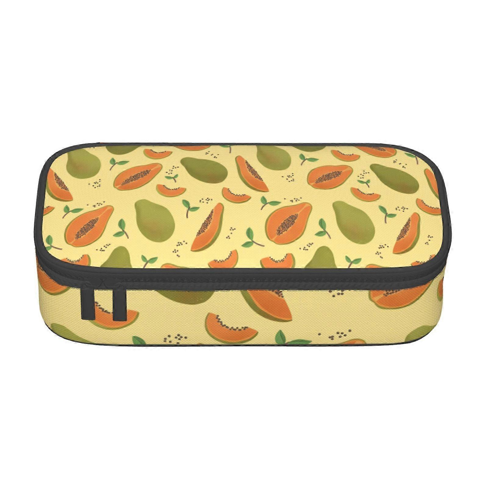 فاكهة البابايا نمط مقلمة حقيبة مكياج حقيبة مكياج كبيرة اللوازم المكتبية القرطاسية صندوق قلم رصاص مع سحاب 1