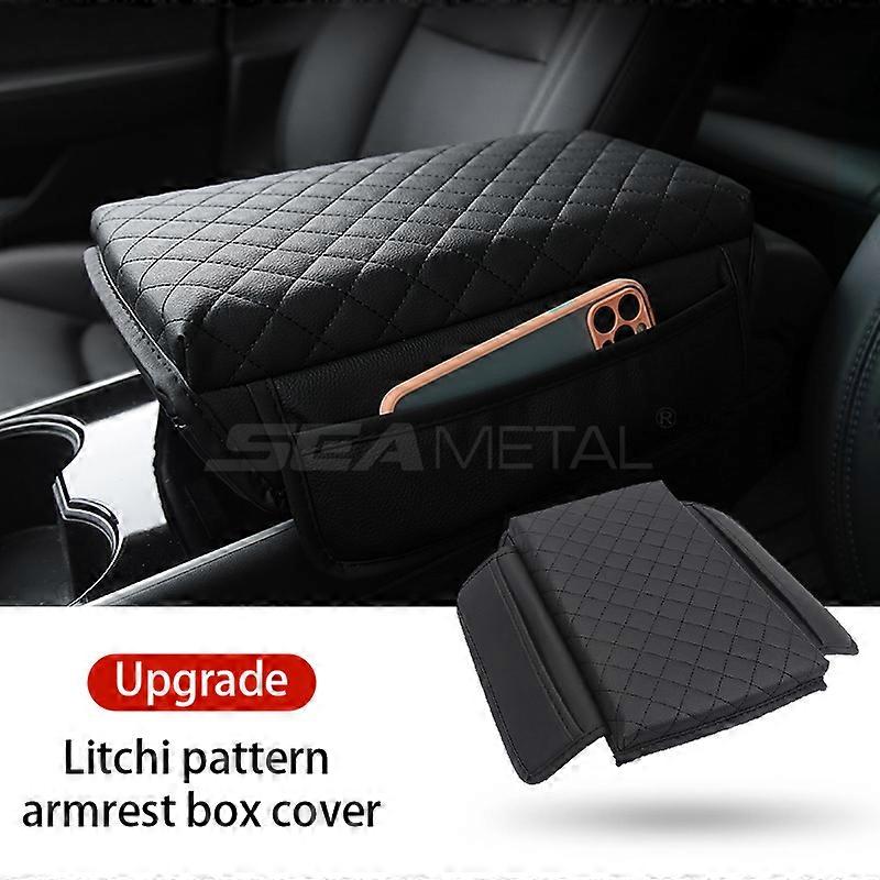 Car Armrest Box Cover Center Console Arm Rest Cushion with Storage Pocket Elbow Support Universal Armrest Box Pad Mat