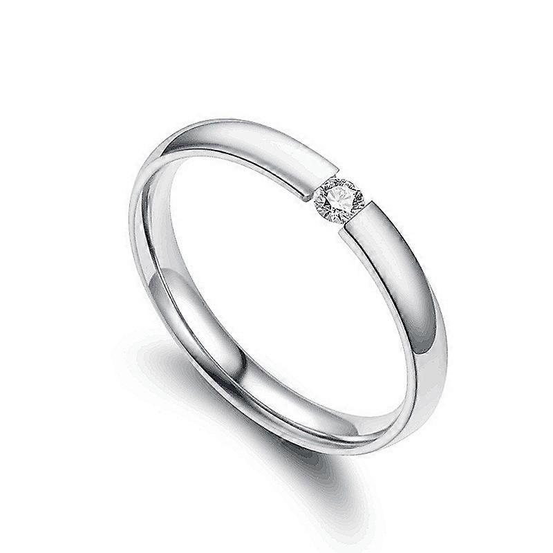 2mm Classic Simple Stainless Steel Stackable Cubic Zirconia Wedding Ring