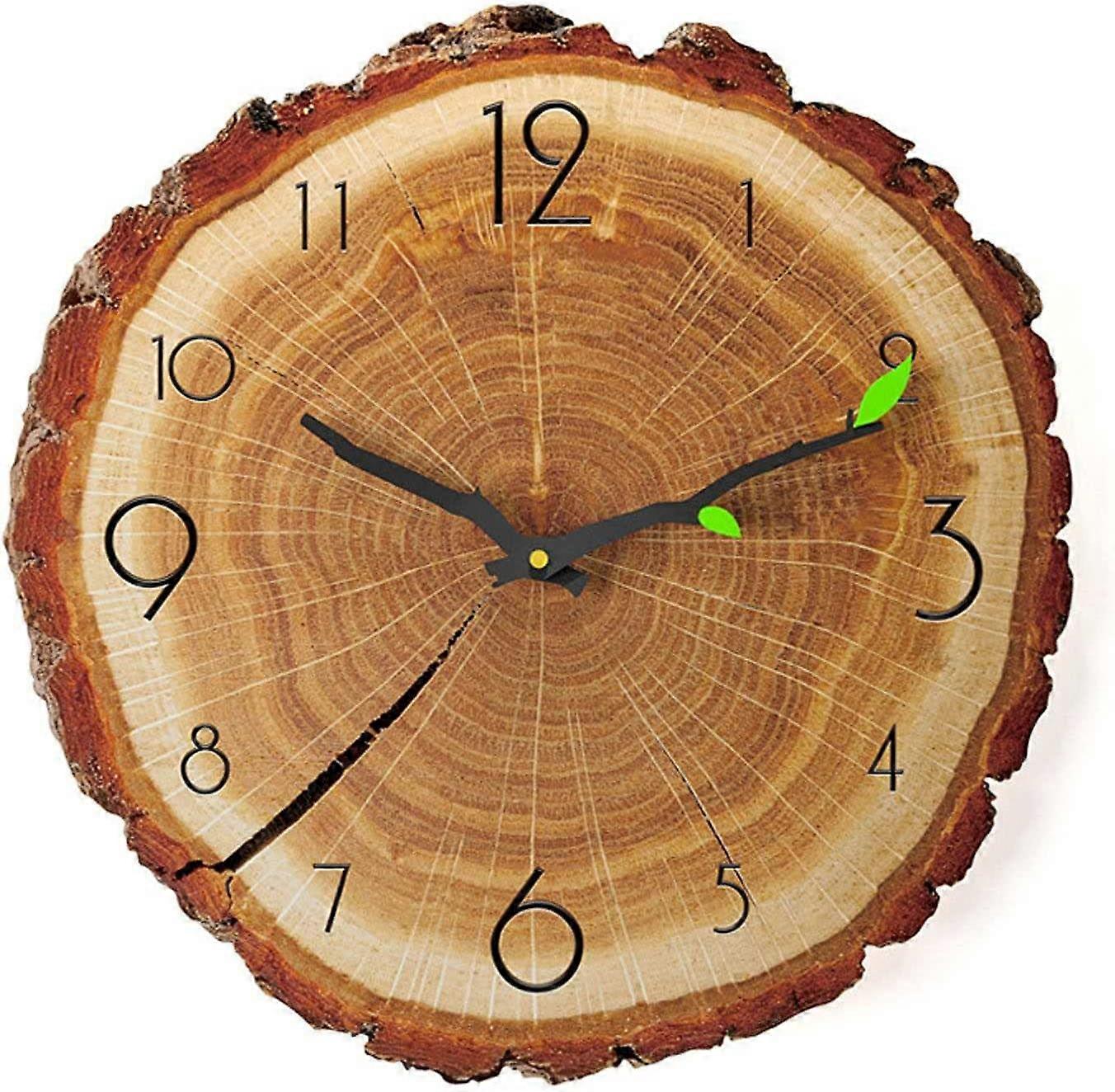 Annual Ring Wall Clock, Wooden Non-tick Wall Clock Battery Powered Creative Irregular Decorative