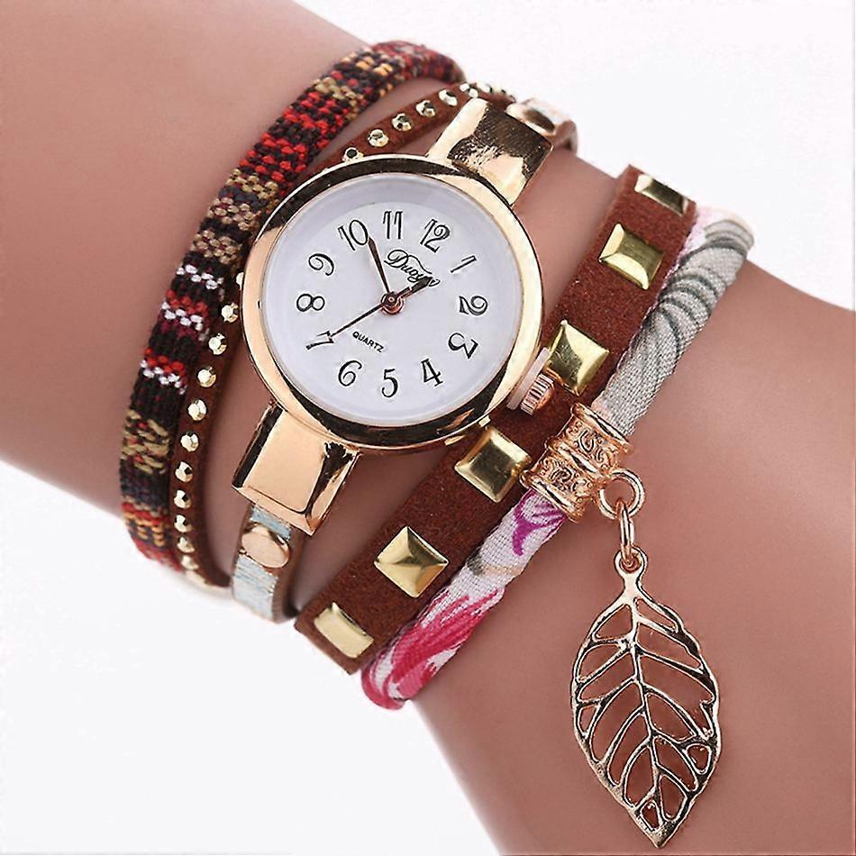 Ladies Quartz Bracelet Watch with Leaf Shape Pendant