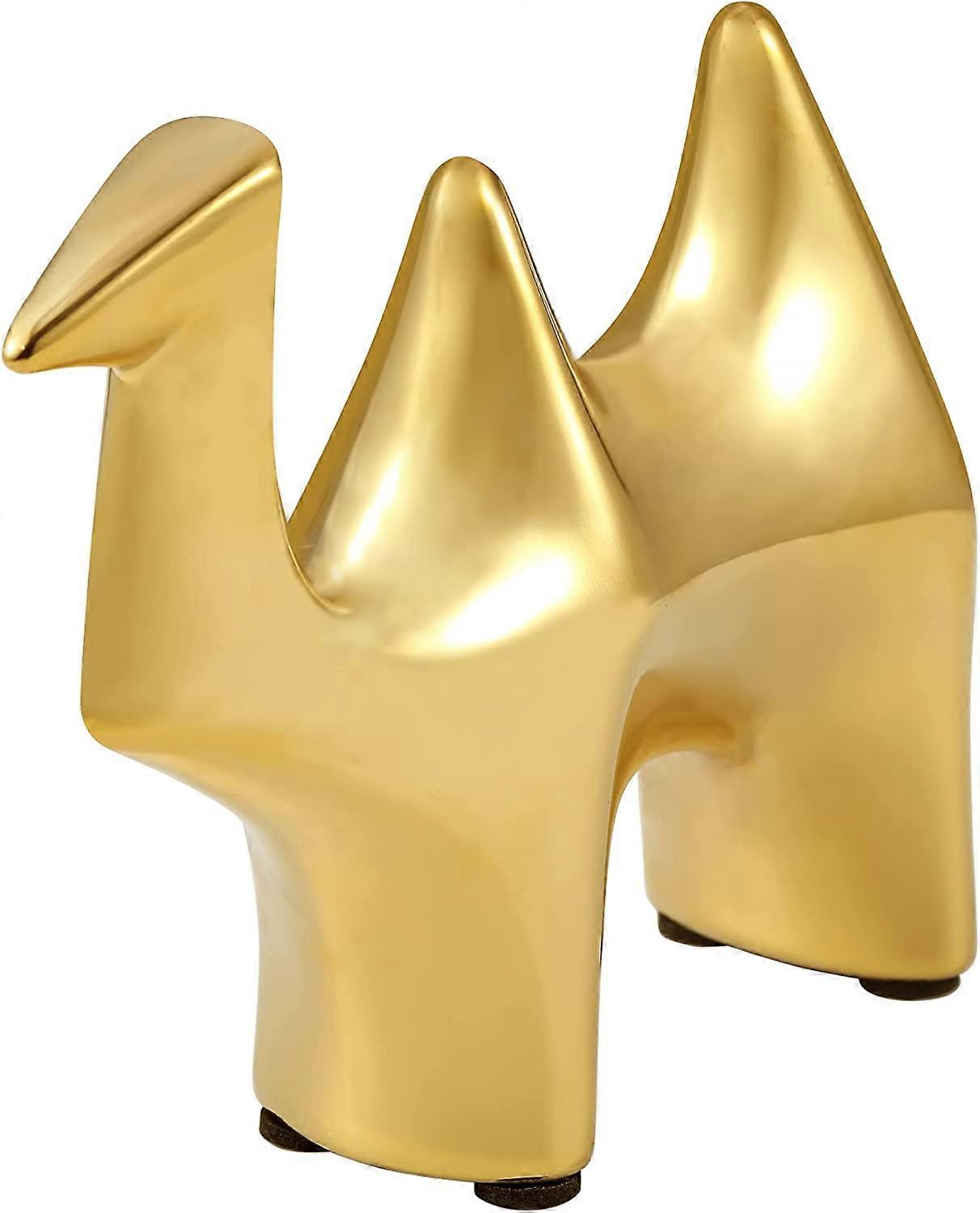 Oro, pequeño camello decorato acentos, estatuas de animales, esculturas, linda decoración del hogar, estilo moderno, adornos decorativos de cerámica para la sala de estar, el dormitorio, la oficina des