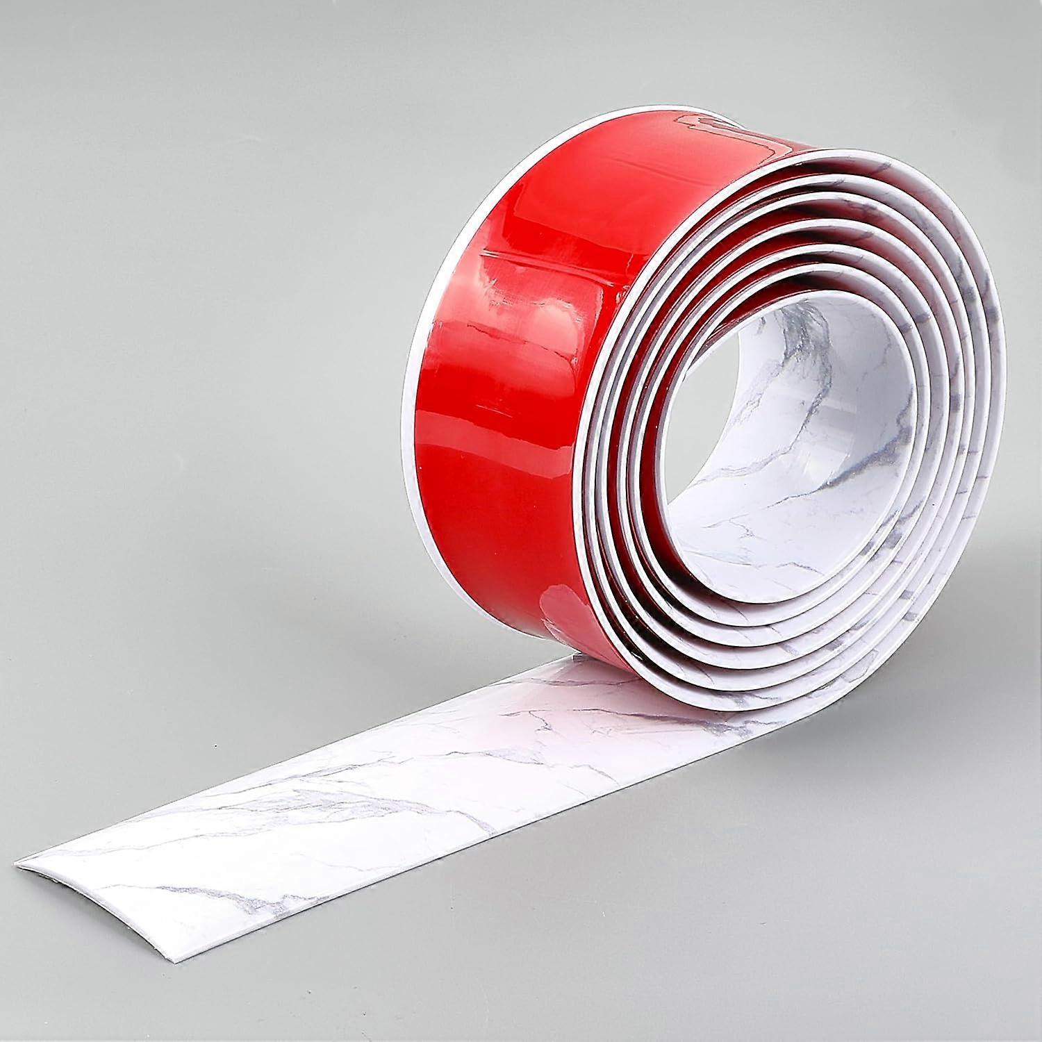 Marble Pattern Self-Adhesive PVC Floor Door Flat Transition Strips Floor Gap Covering Joining Strip WhiteSmoke 50x4mm