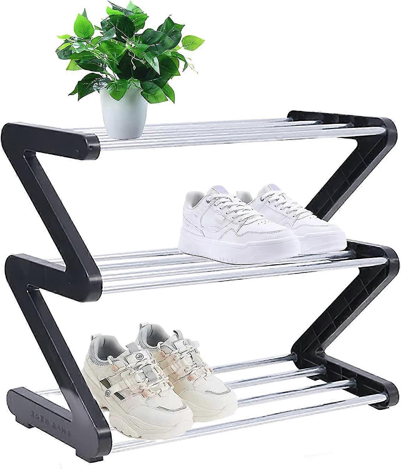 3-stufiges kleines Schuhregal Kleines Schuhregal stabiles und schmales Schuhaufbewahrungs-Organizer für Schrankeingang Flur