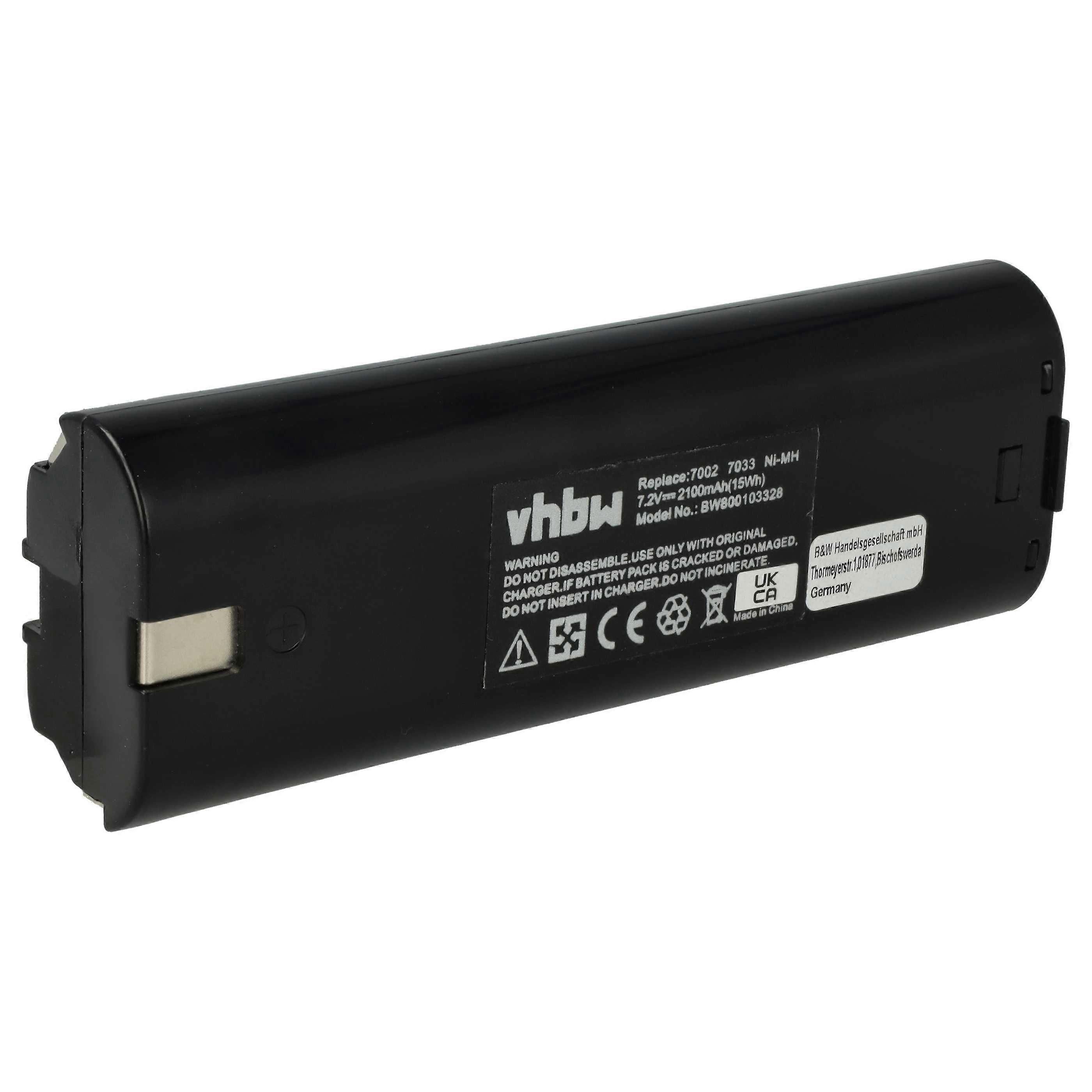 vhbw Akku kompatibel mit Mikrofyn Mikrolaser ML-15i, ML-2, ML 13X, ML-14i, ML 11X, ML 10X, ML 11LD, ML 10LD, ML-23 Werkzeug (2100 mAh, NiMH, 7,2 V)