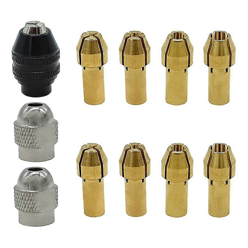 Drill Chuck Collet Set For , 11 Pcs Replacement 4485 Brass Quick Change Drill Nut Tool Set (1/32inc