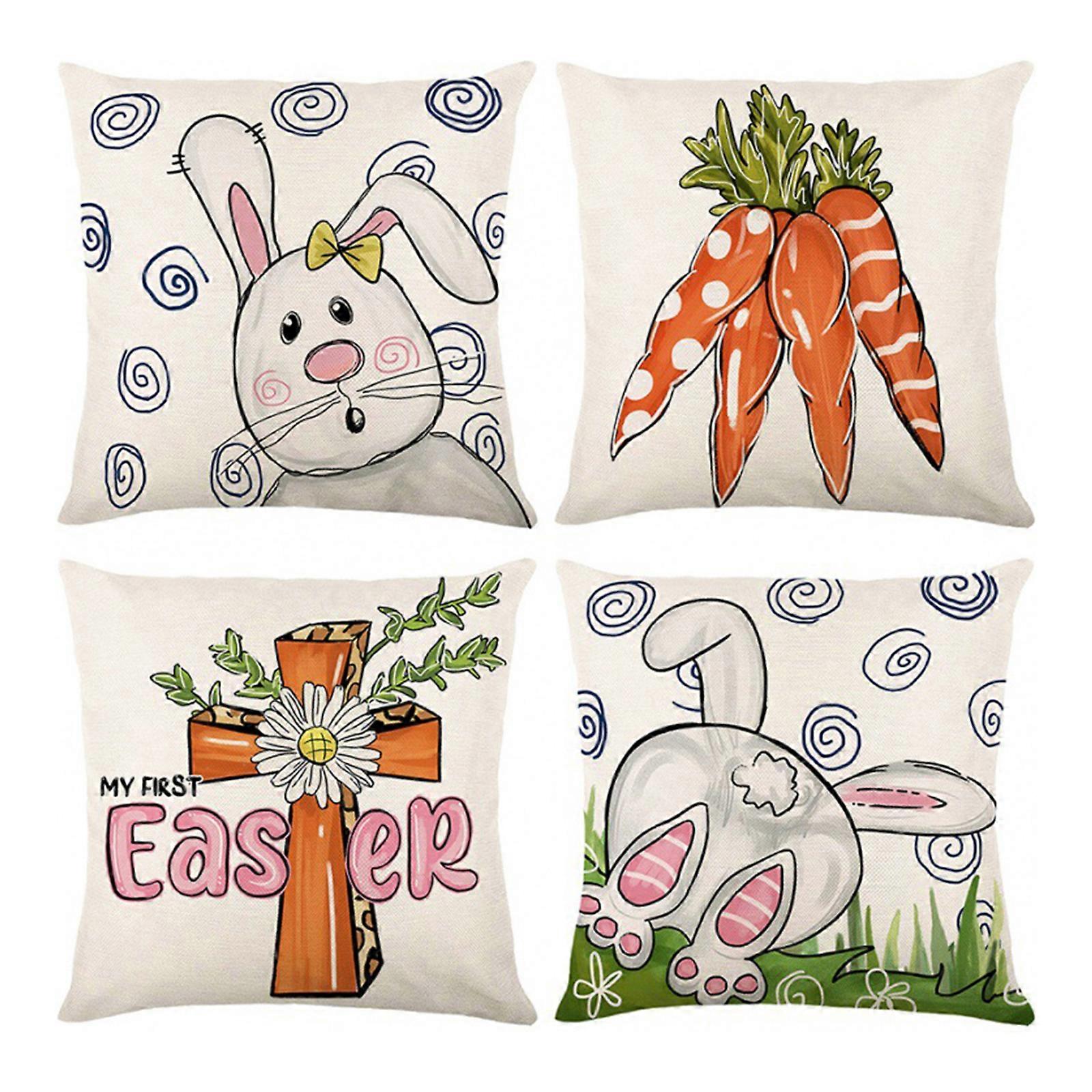Spring Easter Pillow Covers Cases Decorative Cushion Sofa Couch Rabbit Bunny 18"