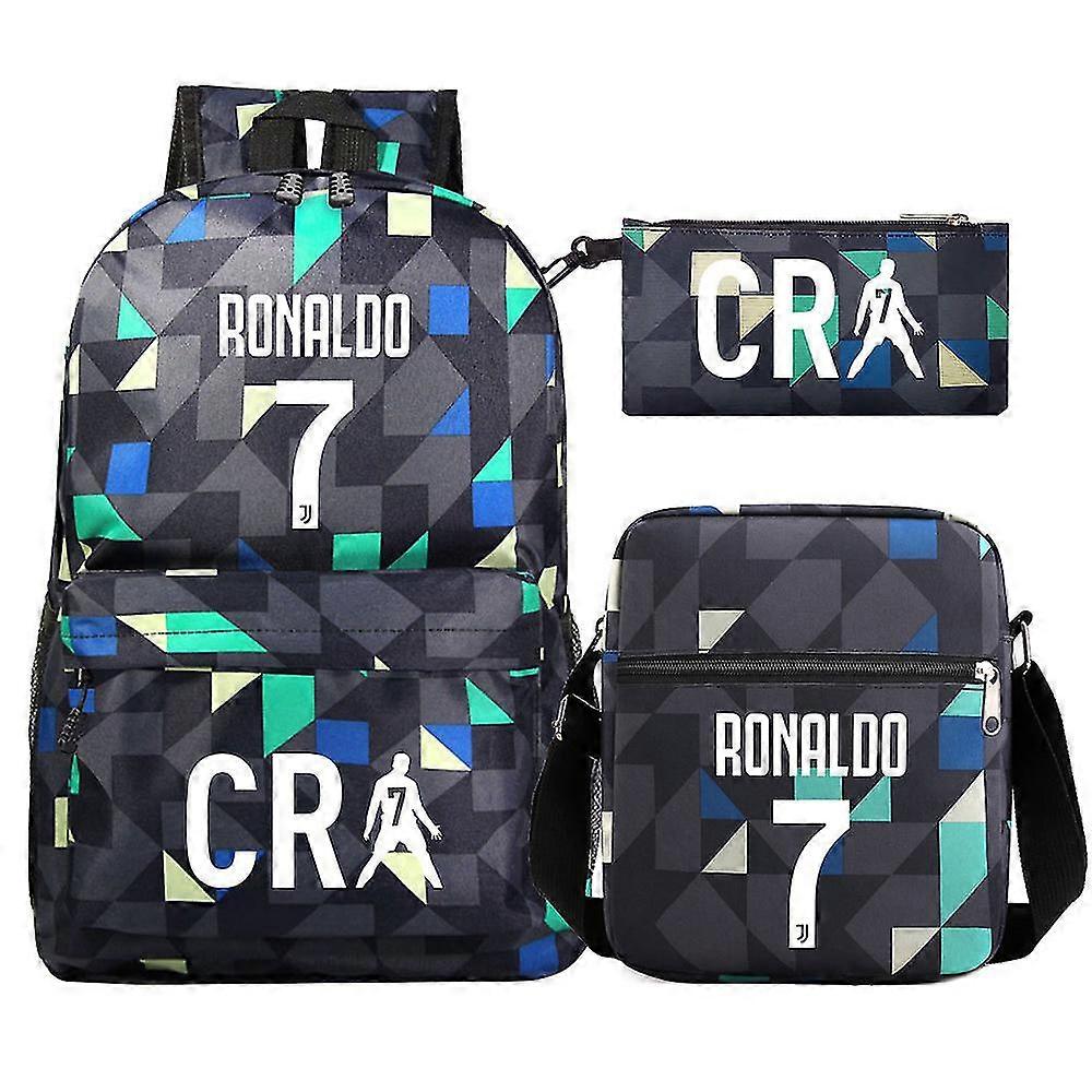 Sacs à dos de mode Cr7 pour adolescents, garçons et enfants - Idéal pour les étudiants et l’école avec un compartiment élégant pour ordinateur portable - Ensemble trois pièces inclus