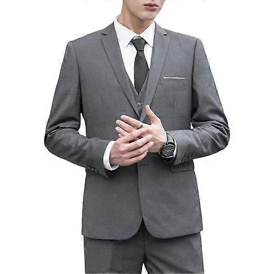 Men Suit Coat Lapel Long Sleeve Two Buttons Suit Jacket Solid Color Flap Pockets Slim Fit