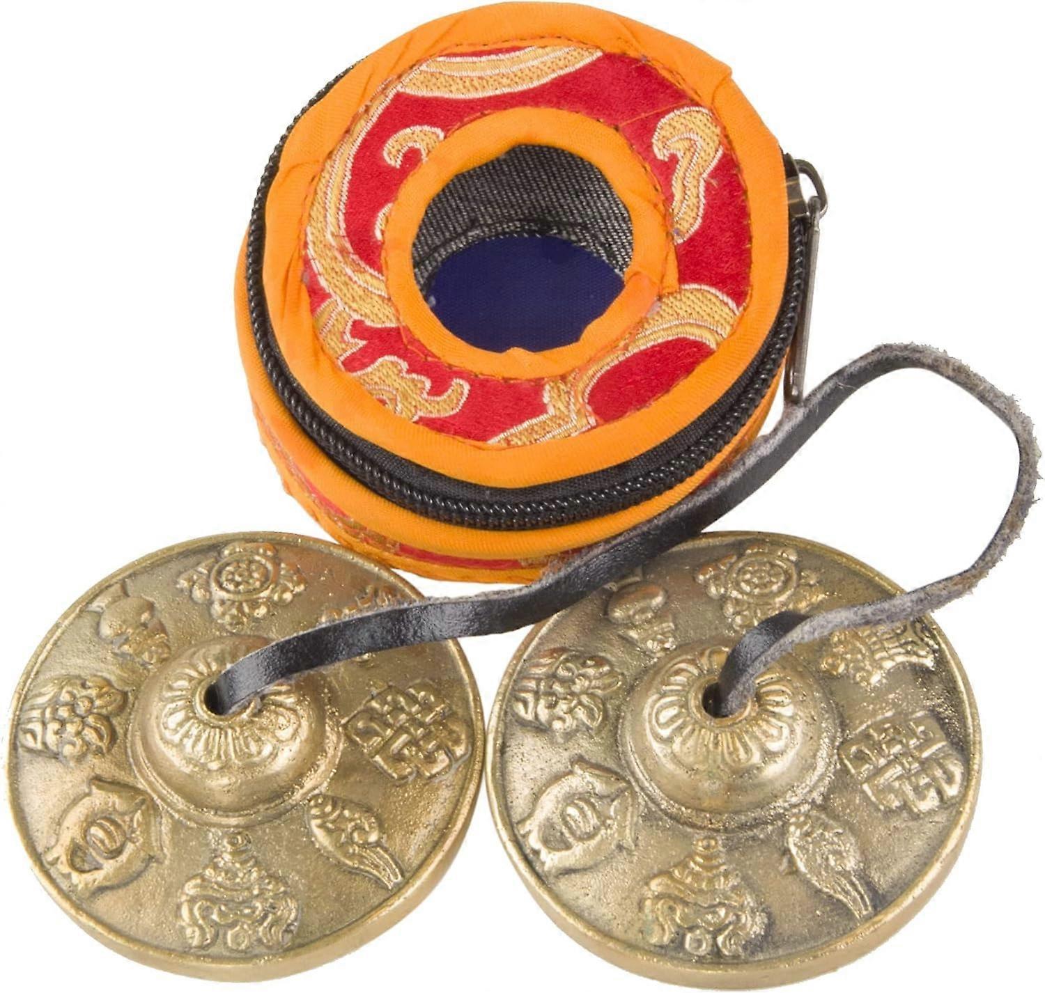 Pure copper touch bell - eight treasures auspicious pattern + touch bell set