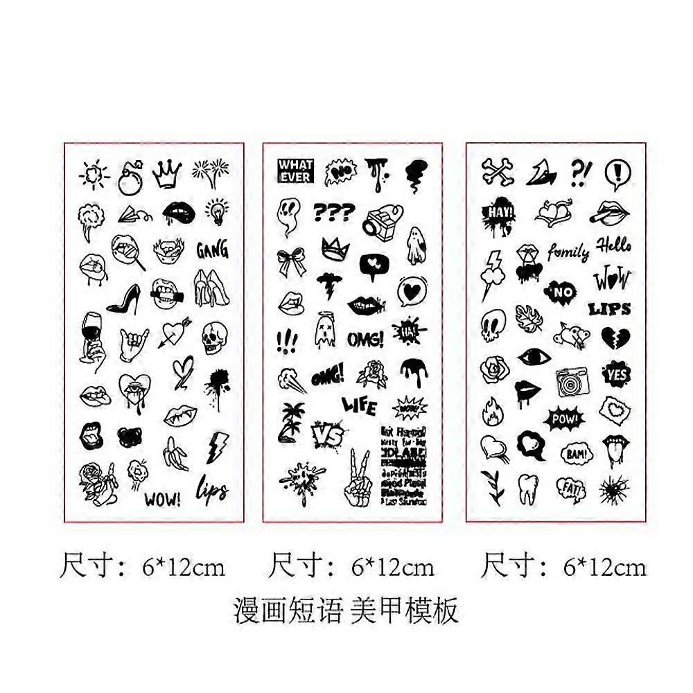 Stainless Steel DIY Nail Art Templates Template Tool Rectangle Mixed Shapes 12x6cm 3pcs/set