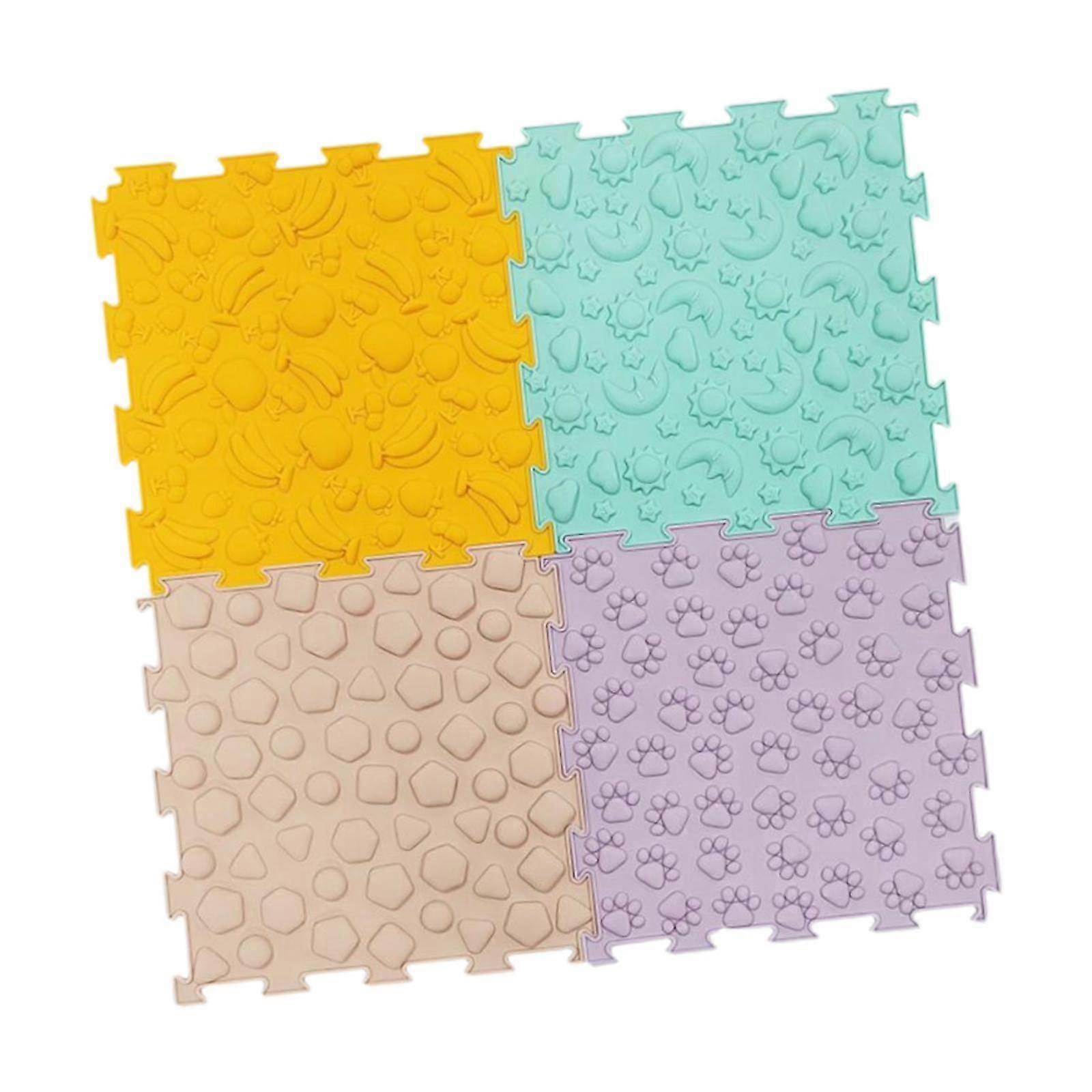 4x Sensoriska Mattor Bärbara Texturerade Golvplattor för Barn Barnhem