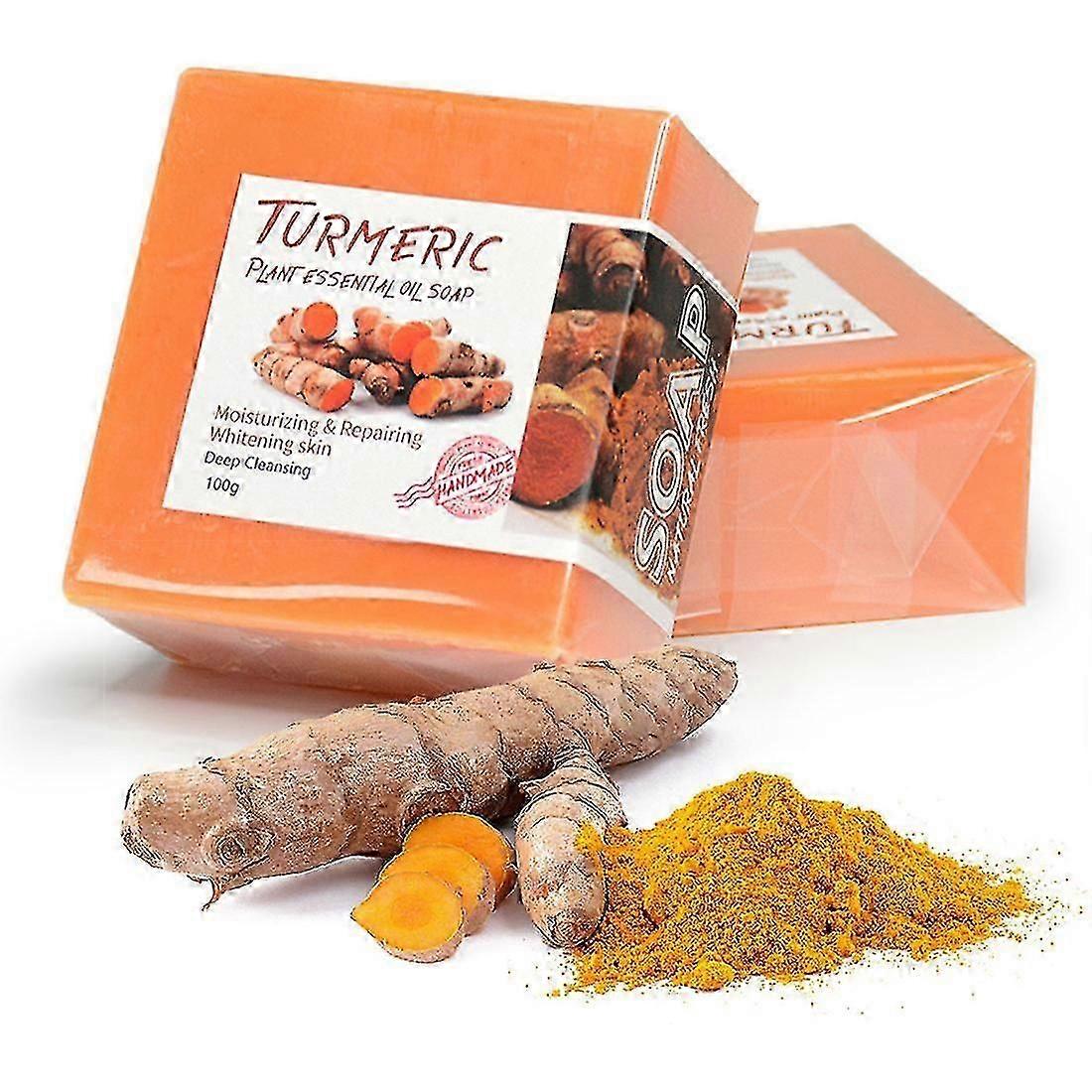 1-3pcs Turmeric Tumeric Smooth Skin Turmeric Bar With Foaming Net Suitable For Face And Anti-freckles