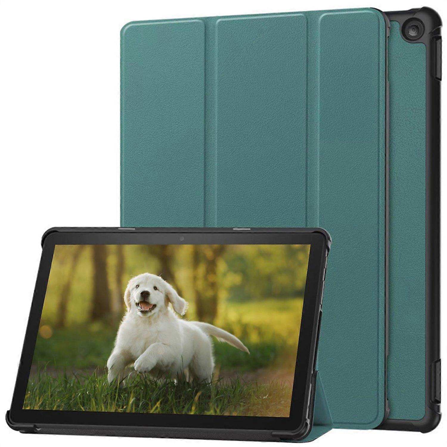 Tablet Protective Case for Fire-HD 10 Foldable Slim Solid Color Shockproof Faux Leather Full