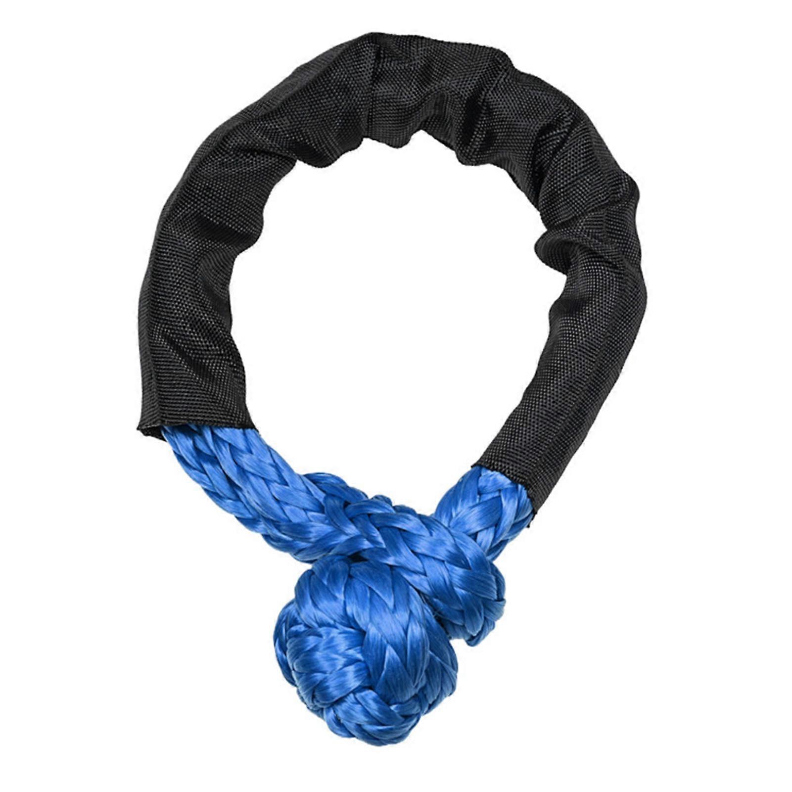 Soft Shackle 17 Tons Breaking Strength Heavy Duty Polymeric Polyethylene Road Recovery Rope for Offroad Blue