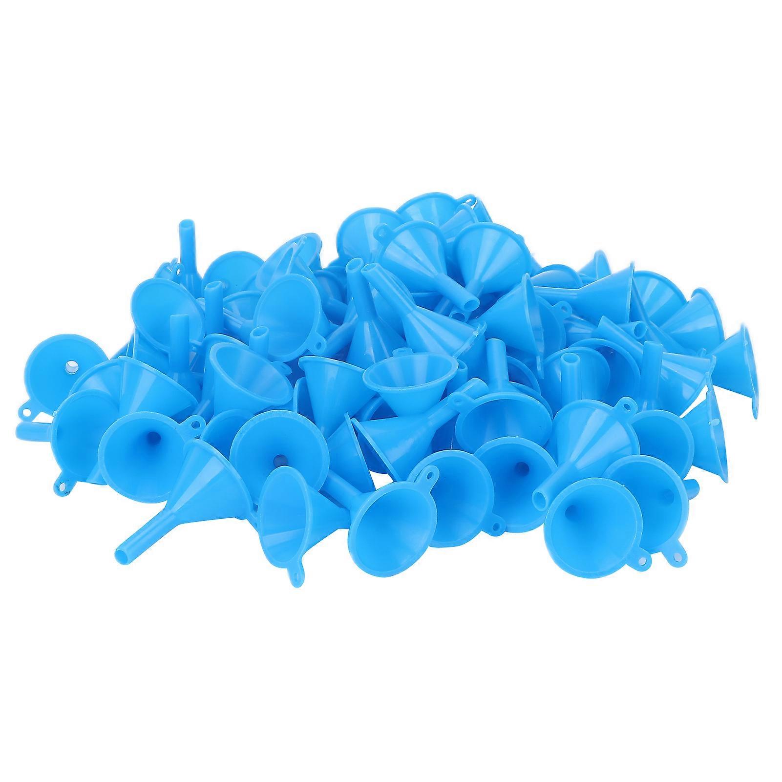 100Pcs Mini Separatory Funnel Plastic Perfume Separatory Funnel for Toners and CosmeticsBlue