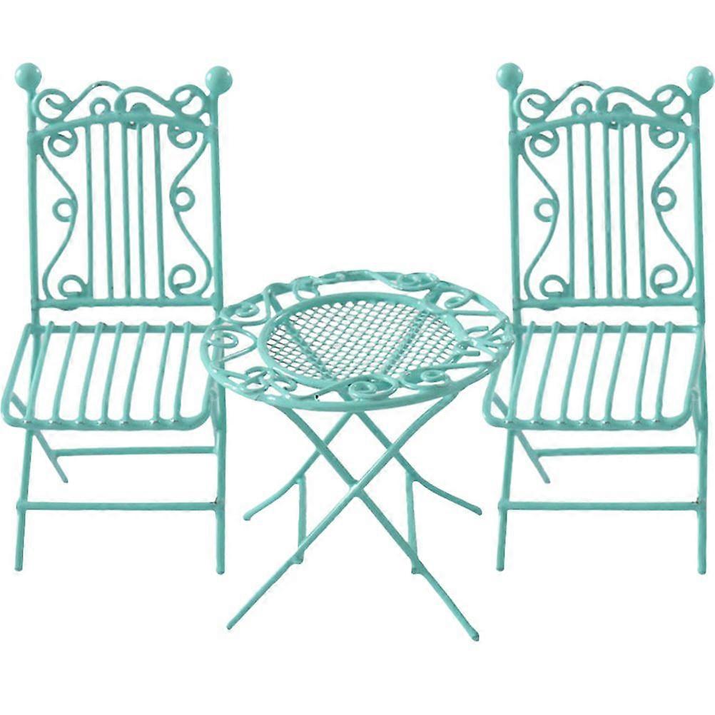 3pcs Miniature Table And Chair Set 1/12 Scale Tiny House Round Table And Chairs