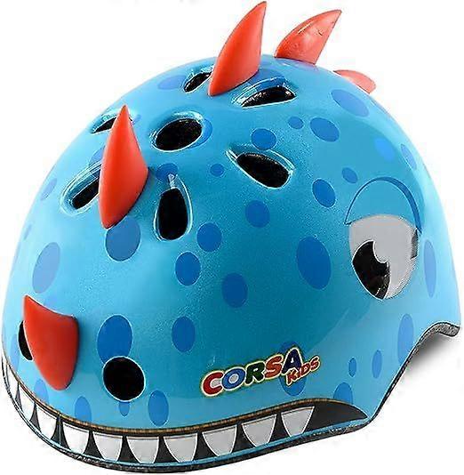 Batole dětská cyklistická helma modrý dinosaurus S