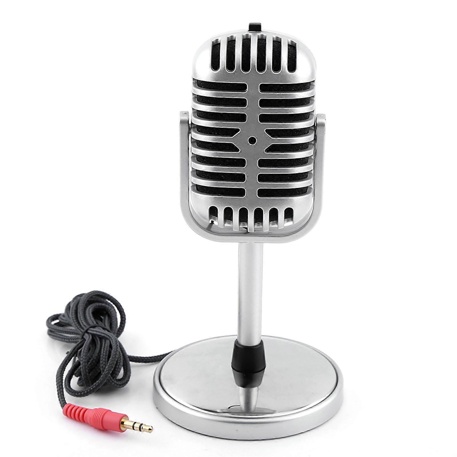 Classic Retro Style Dynamic Stereo Microphone Mic with 3.5MM o Cable For PC Notebook