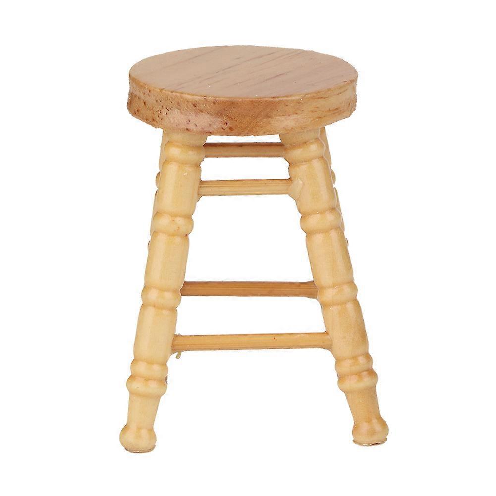 1:12 שרפרף עגול מיני עץ אופנתי דגם שרפרף מעולה לבית בובות