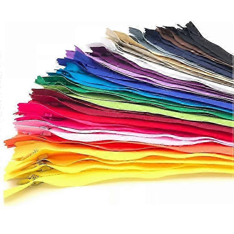 50pcs 25cm Invisible Multicolored Nylon Coil Zippers for Sewing and Crafts 15 Colors