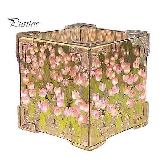 LED Tulip Flower Mirror Night Light Realistic Soft Glow Simple Installation Bedside Lamp Desktop Decor DIY Assembly Kit