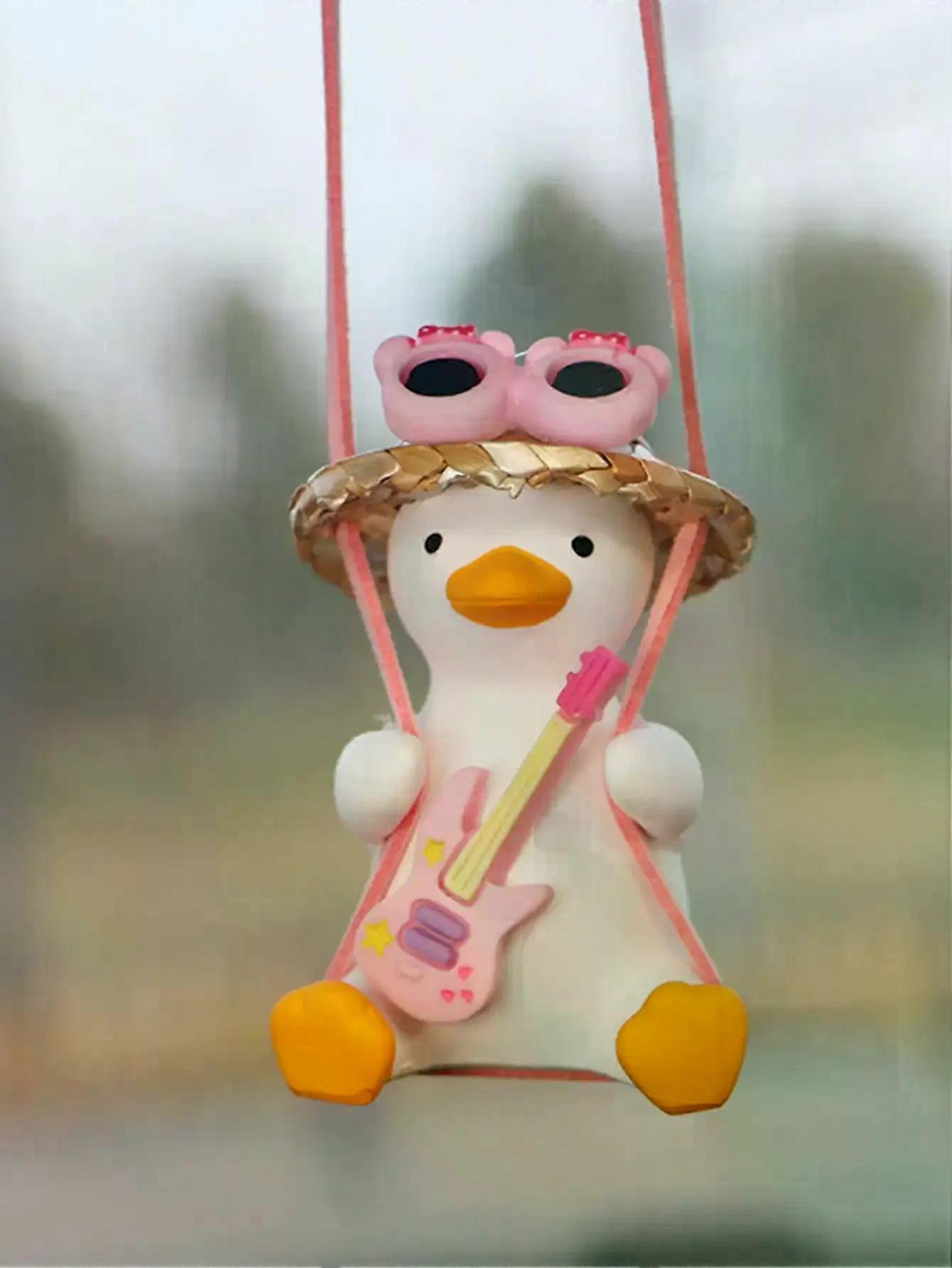 1pc קישוט תלוי קסם רכב חמוד - אביזרי רכב ברווז מתנדנד מגניב לבני נוער אביזרי רכב