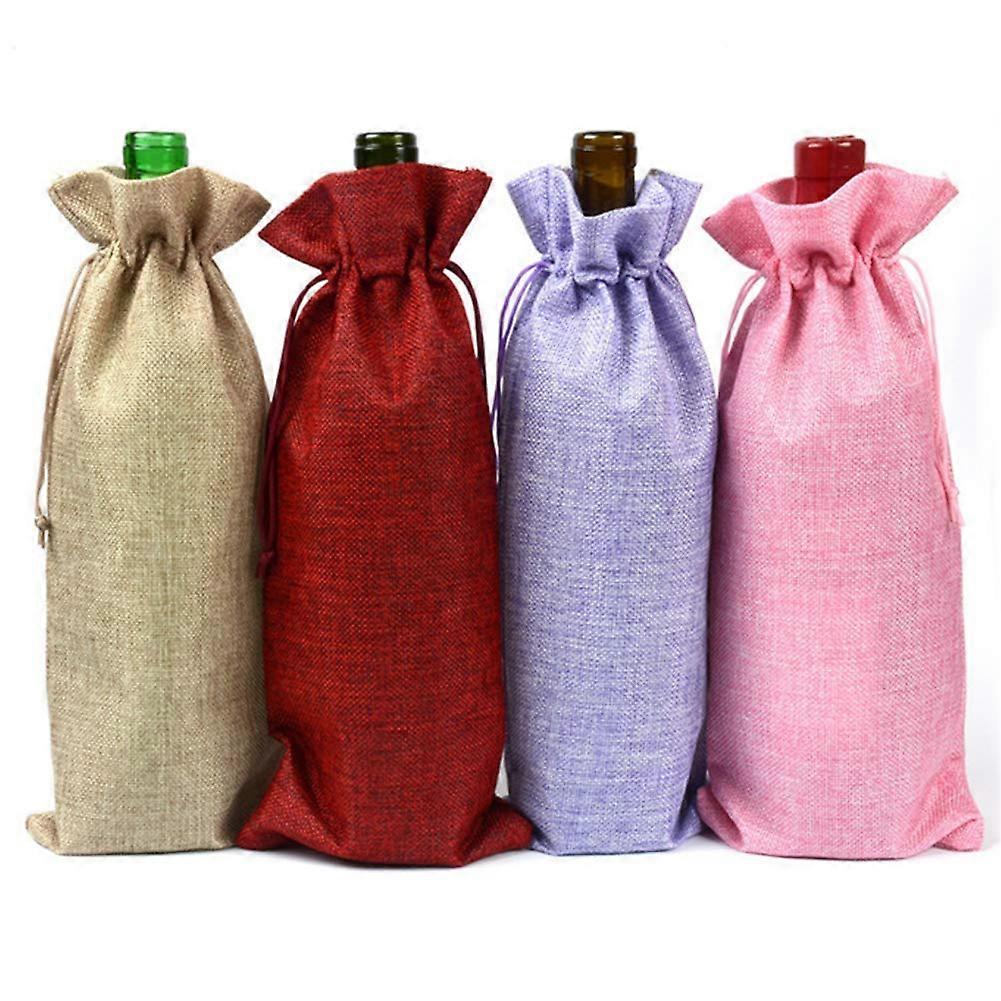 6x14 Inch Drawstring Bags Set of 4, Multi-Color Party Favor Bags for Birthdays and Events