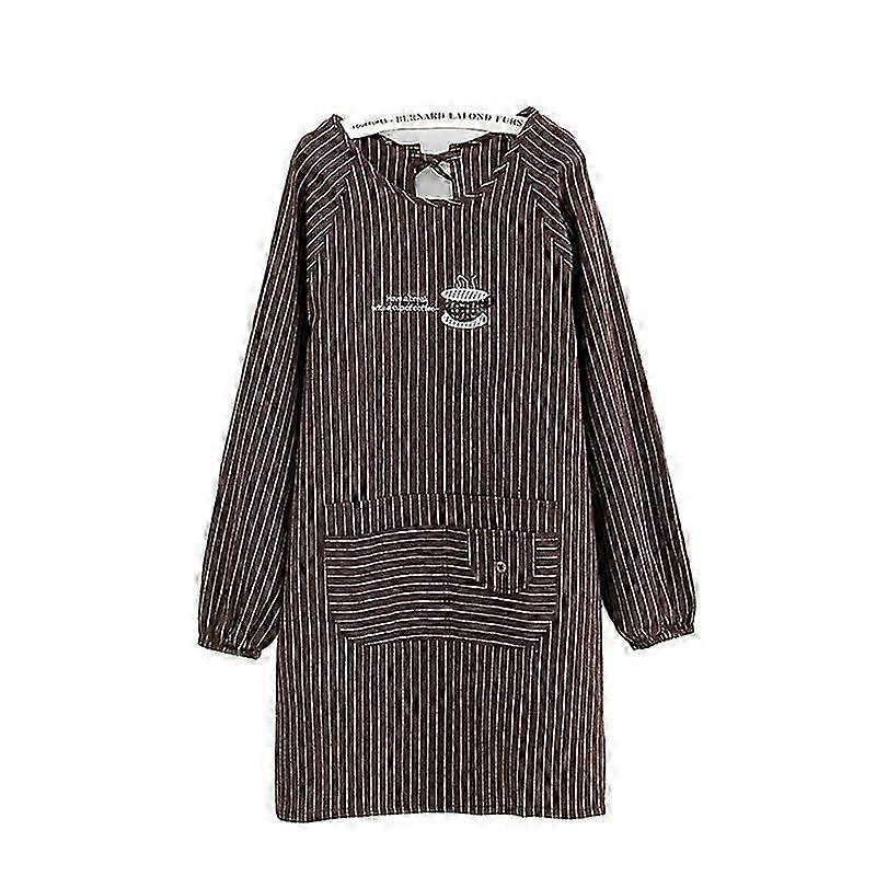 Long Sleeve Apron Skin-friendly with Pockets Polyester Cotton Ladies Workwear Aprons for Cooking