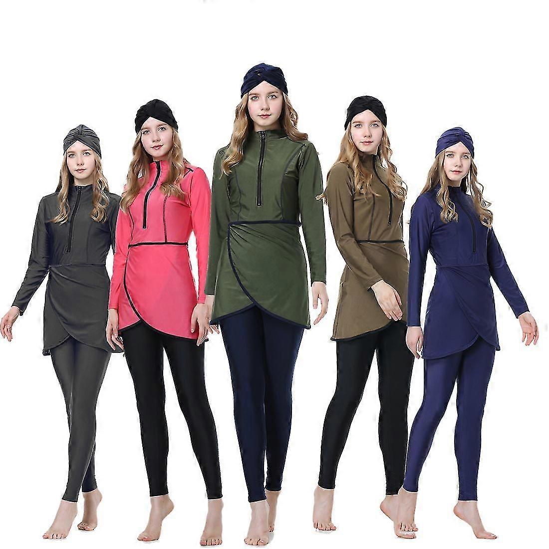 2023 New Crop Long Style Maillot de bain musulman Femmes Modeste Maillot de bain Burkini avec fermeture éclair avant _ia
