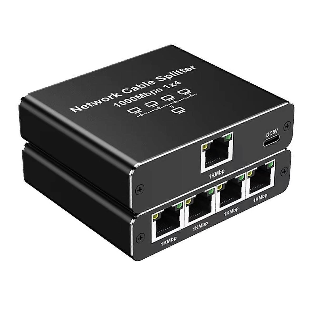 1000Mbps Ethernet Adapter LAN Internet Splitter Cat 6 RJ45 Gigabit Switch for PC Laptop TV Box Router 1 to 4