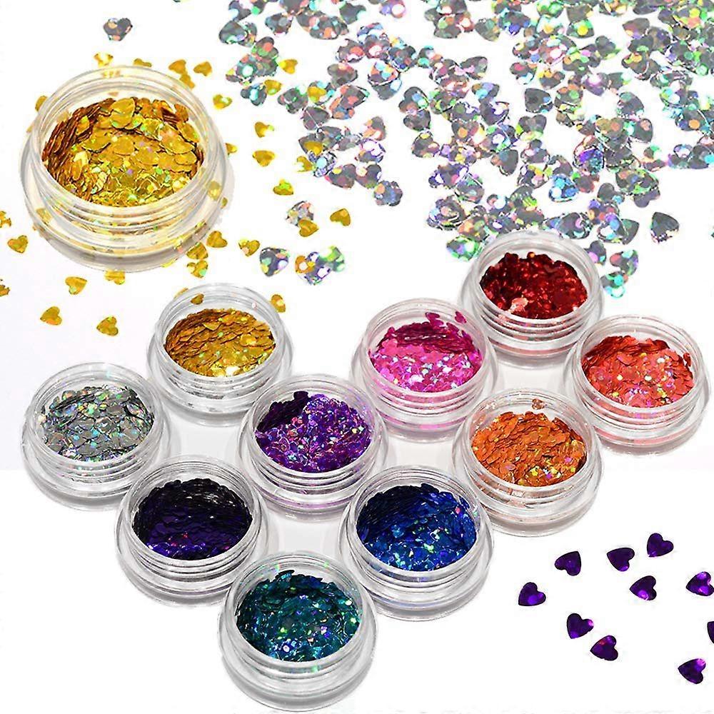 3D Tvar Laserový Kovový Nehty Třpytky Flitry, Kvalitní Plastový Prášek Holografický Robustní Třpytky, Široké Použití Make-Up Pro Různé Barvy