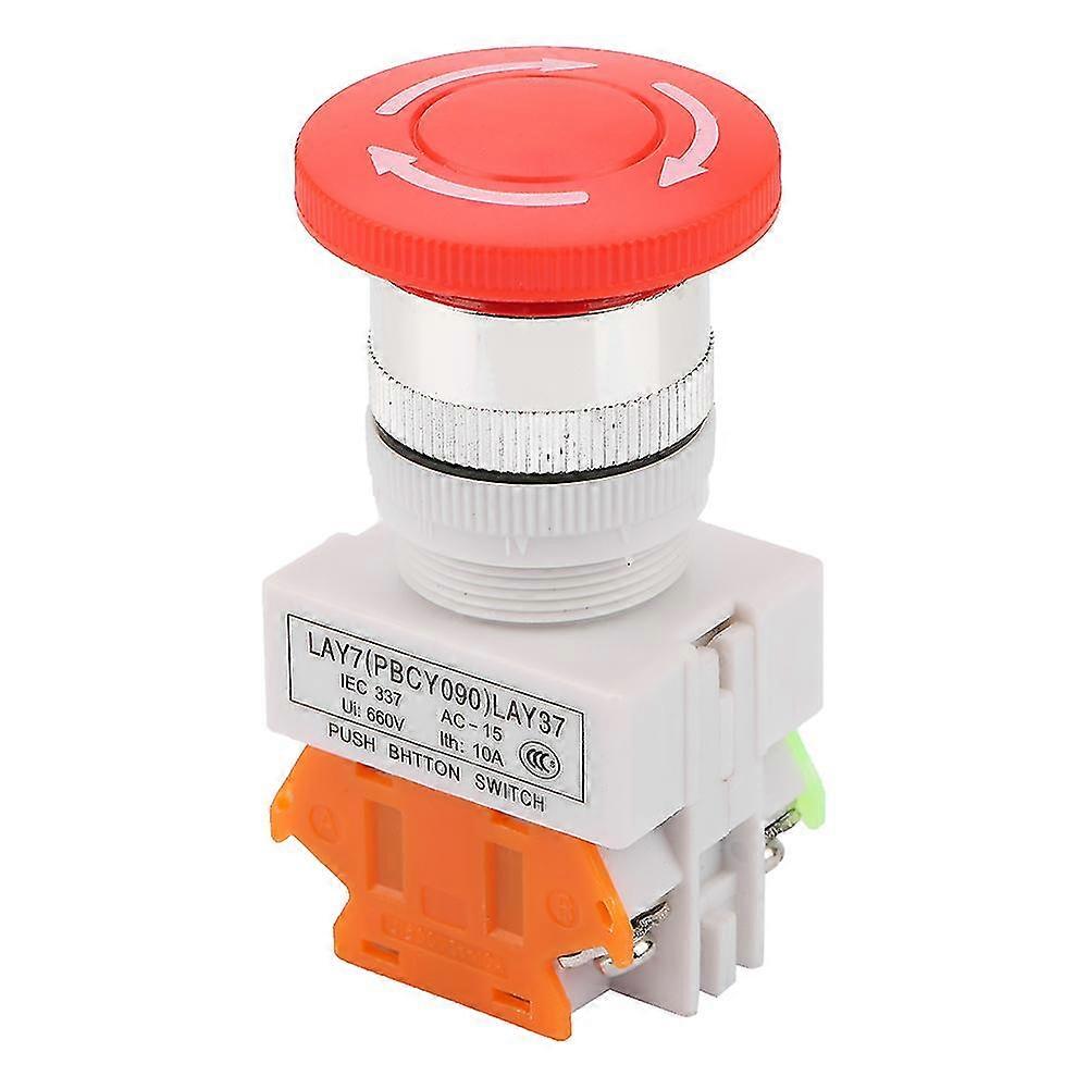 Self-Locking E-Stop Mushroom Push Button Switch, 22mm LAY37-11ZS