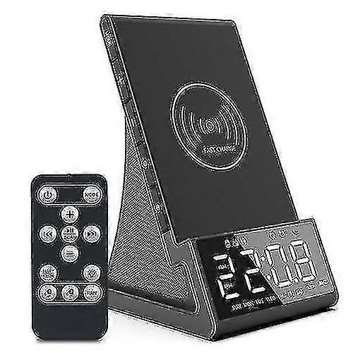 10w Wirelessly Charge Bt Radio Alarm Clock Speaker Led Display Stereo Sound Quality Double Alarm Clo