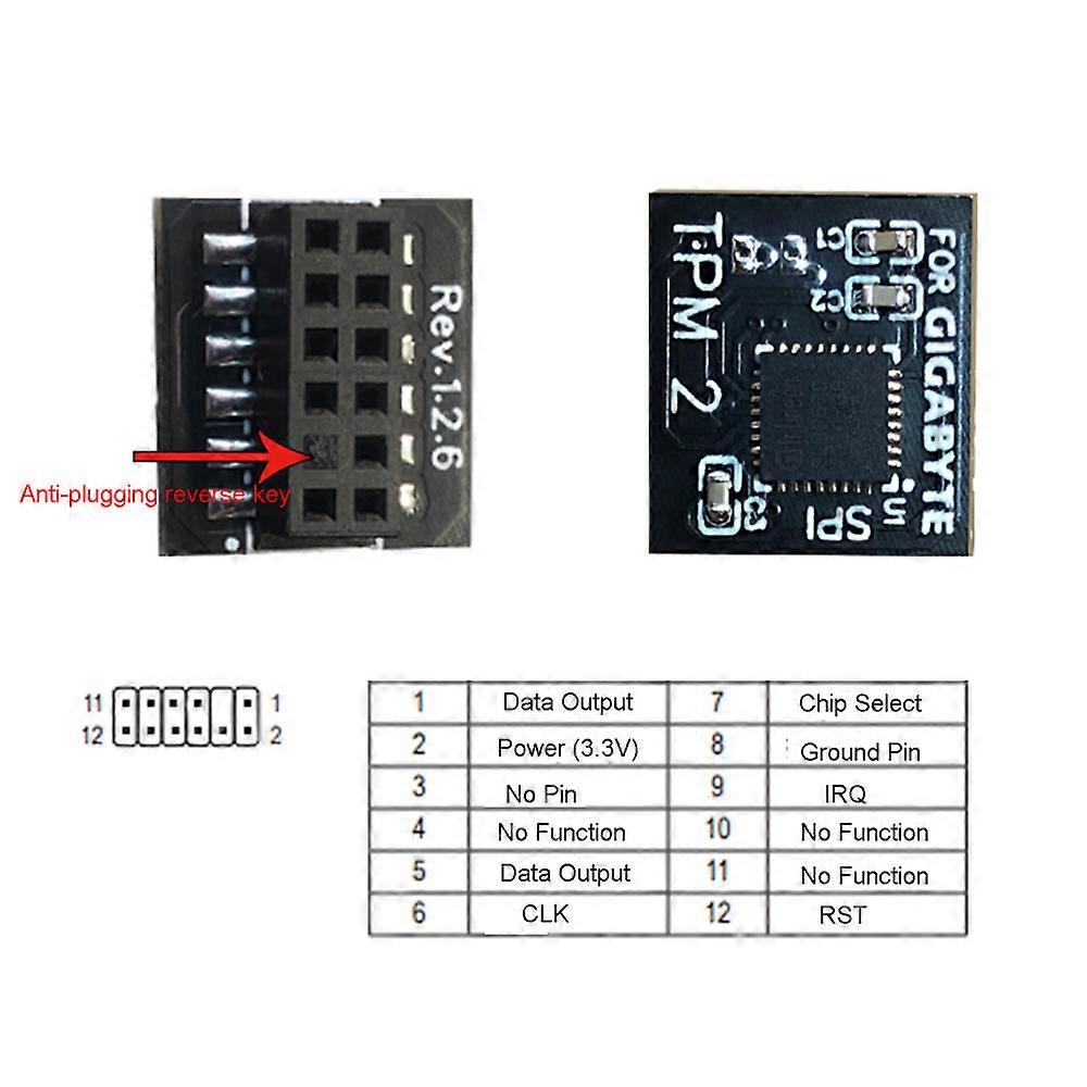 TPM 2.0 Security Module SPI 12Pin Security Module Replacement for GIGABYTE GC-TPM20 Platform Accessories
