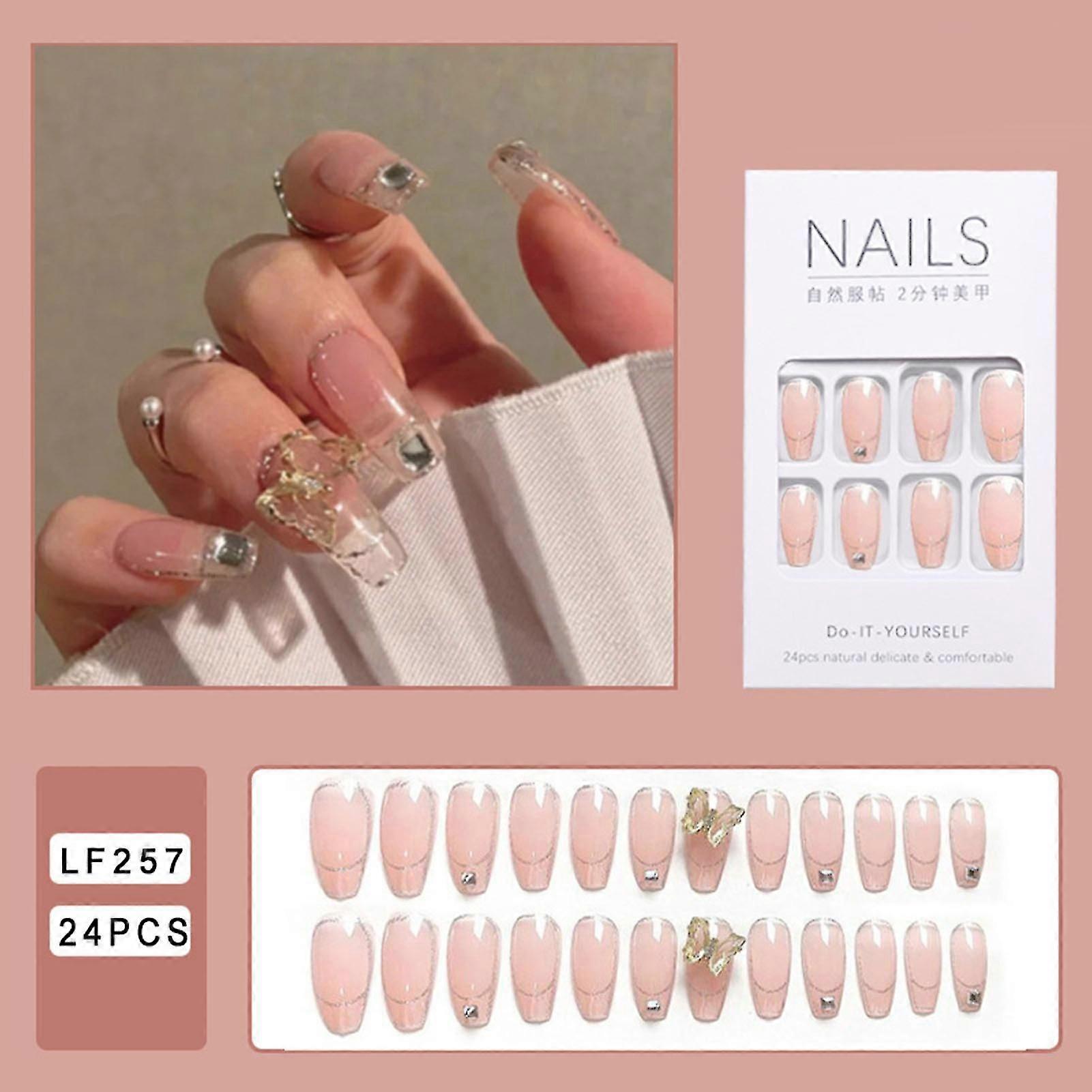 Transparent Butterfly False Nails Charming Com