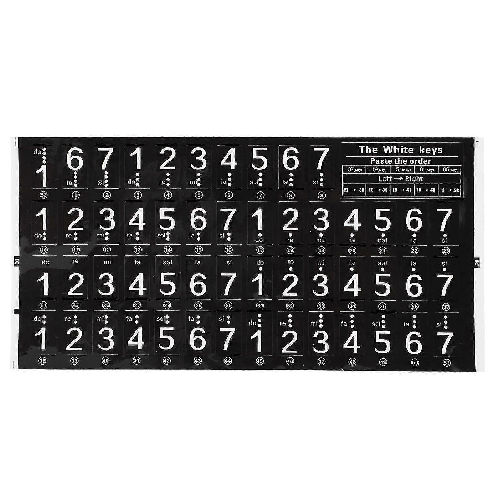 Electronic Piano Keyboard Sticker 49/54/61 Keys Transparent Music Decal Notes for Beginners