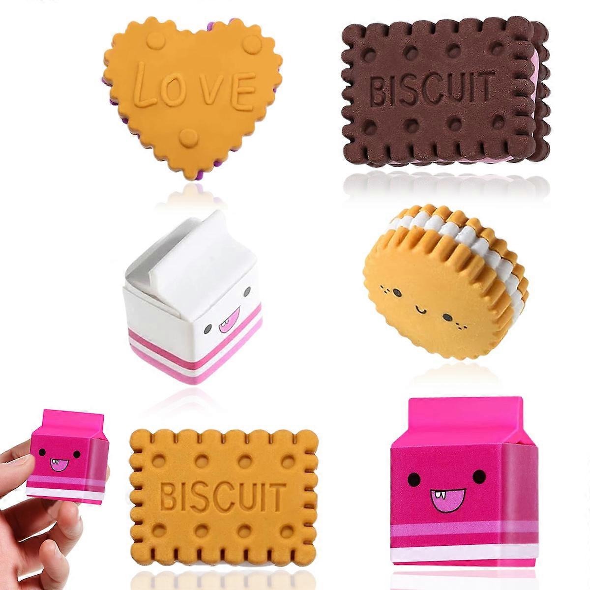 6-piece milk biscuit eraser set - boxed