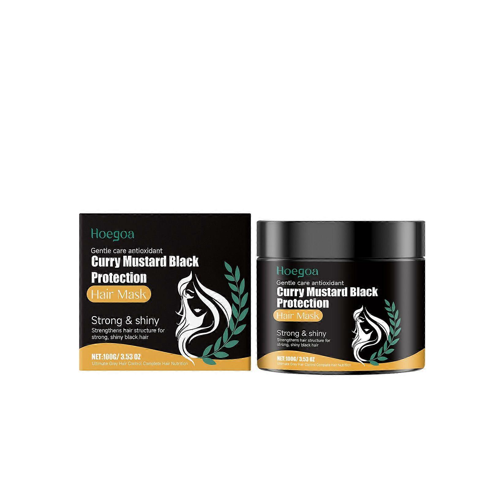 HOEGOA Curry Mustard Hair Mask Gently Nourishes and Cares for Hair, Makes Hair Smooth and Smooth, Hair Treatment Mask