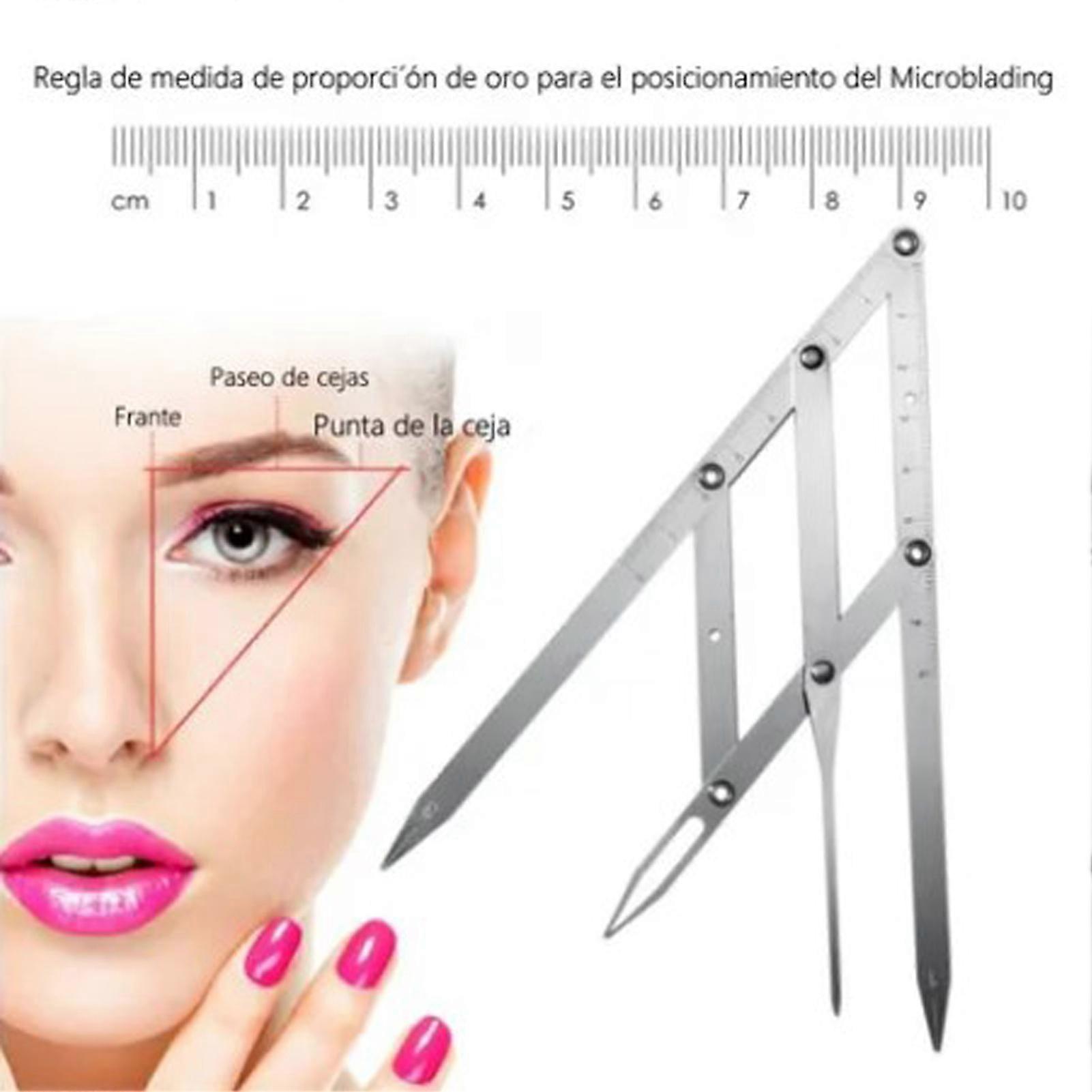 Eyebrow Ruler 3 Point Positioning Flexible Arm Removable Foldable Stainless Steel Eyebrow Measure Tool for Makeup Tattoo 