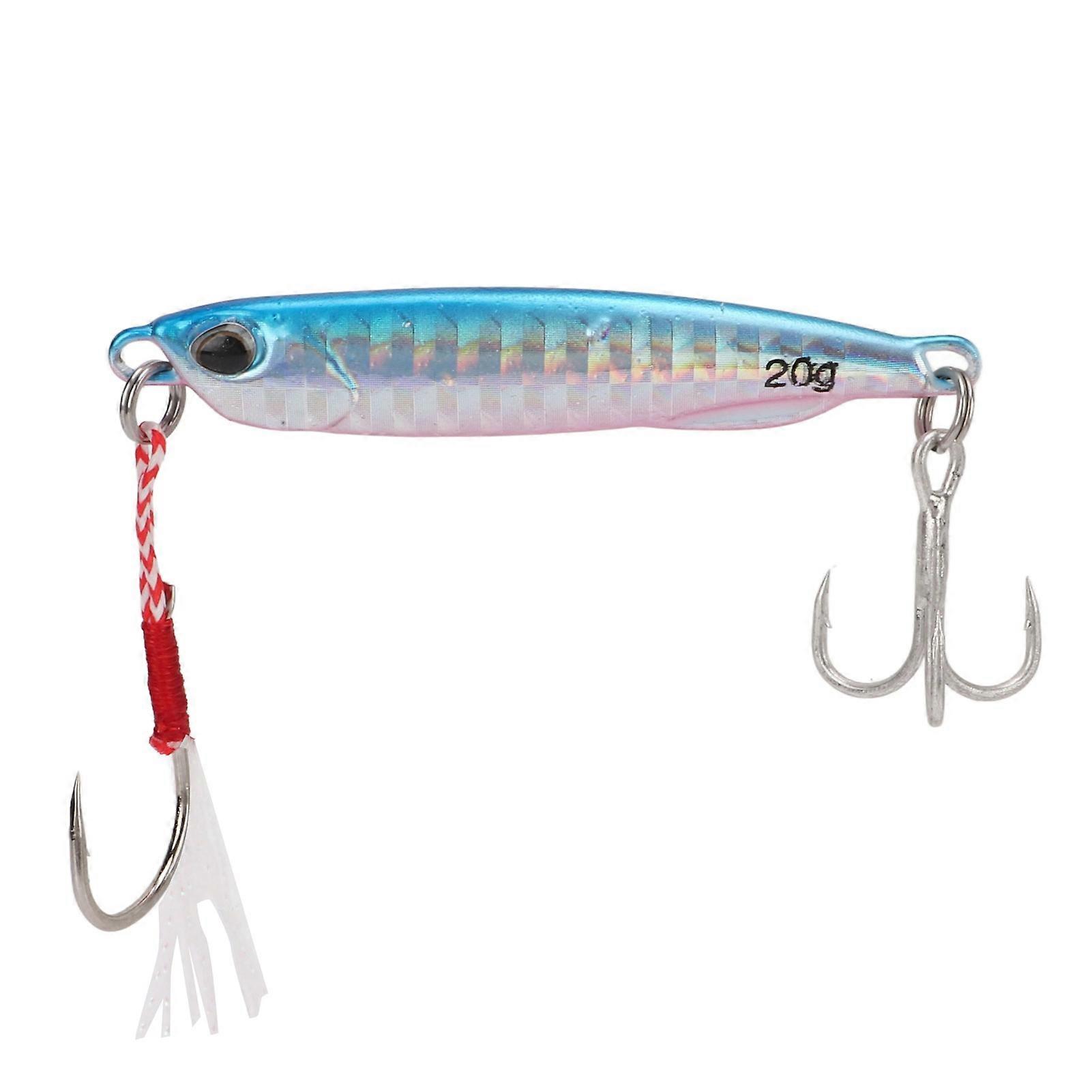 20g Metall Angelköder Long Throwing Eisenplatte Hard Fake Köder mit Doppelhakenfedern