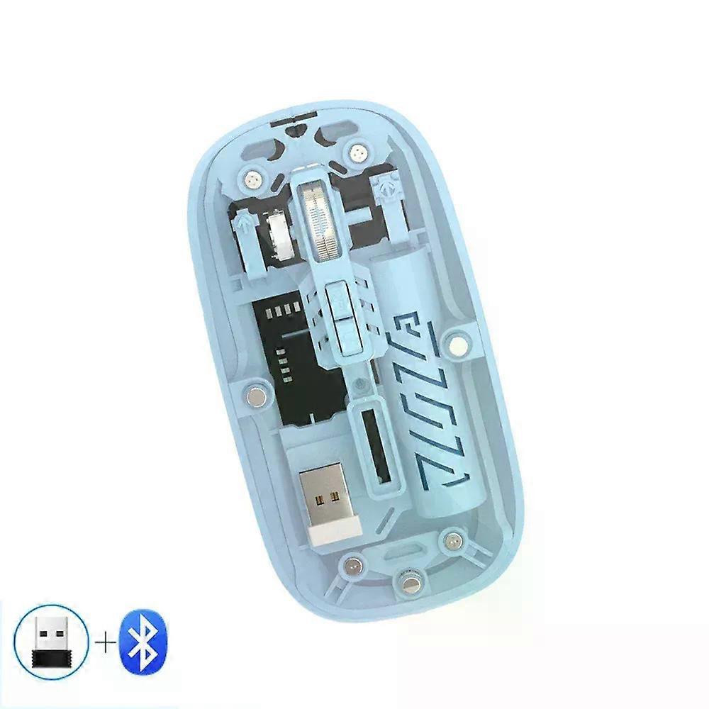 Transparent Wireless Mouse Dual Mode Bluetooth-compatible Rechargeable Mouse Noiseless Cordless Computer Mice for PC Laptop