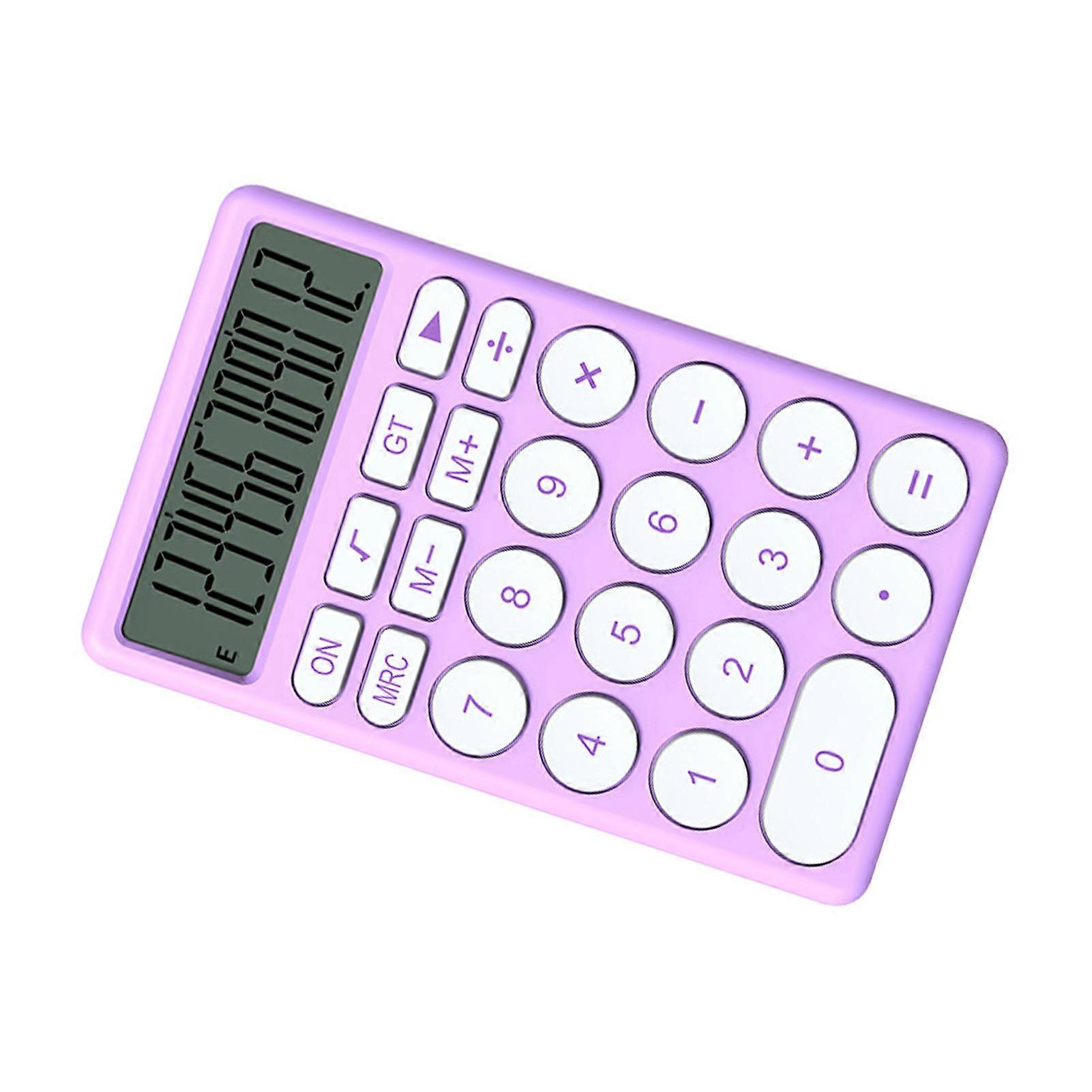 Cartoon Calculator Multifunctional Handheld Small Pocket Calculator with Large Display for Desktop Office School Home Purple