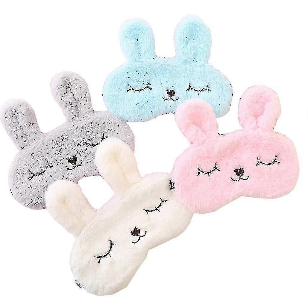 Bunny Sleeping Eye Mask Rabbit Soft Plush Blindfold Eye Cover Kids Adult Travel Eyeshade-fjkhf