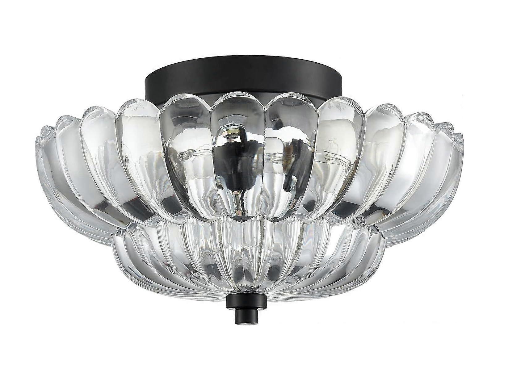Semi-Flush Mount Ceiling Light, 3-Light Close to Ceiling Light Fixtures with Glass Lampshade (Black Base & Clear Lampshade)