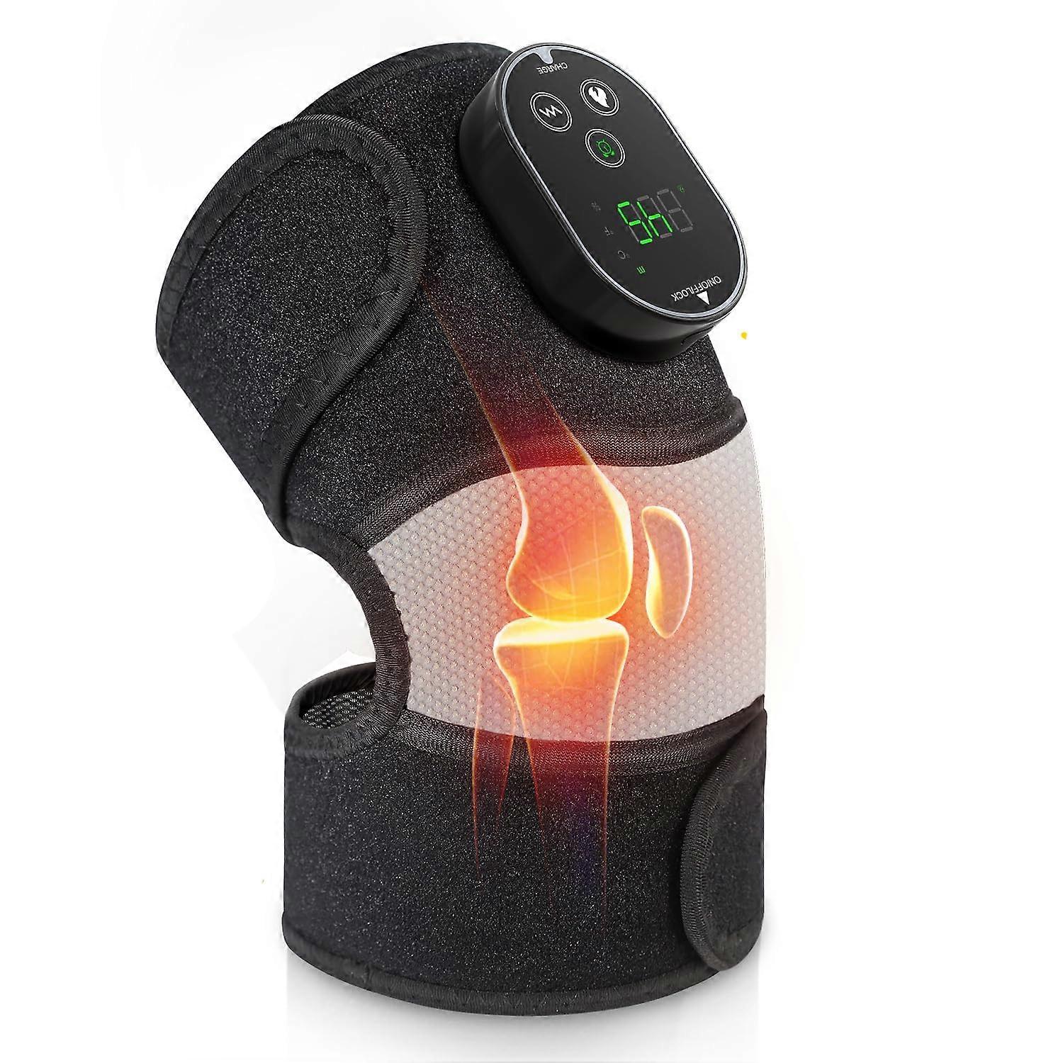 Electric Heated Knee Massager, 3-in-1 Cordless Knee Brace with Heat, Vibration, and Shoulder Wrap Compatibility