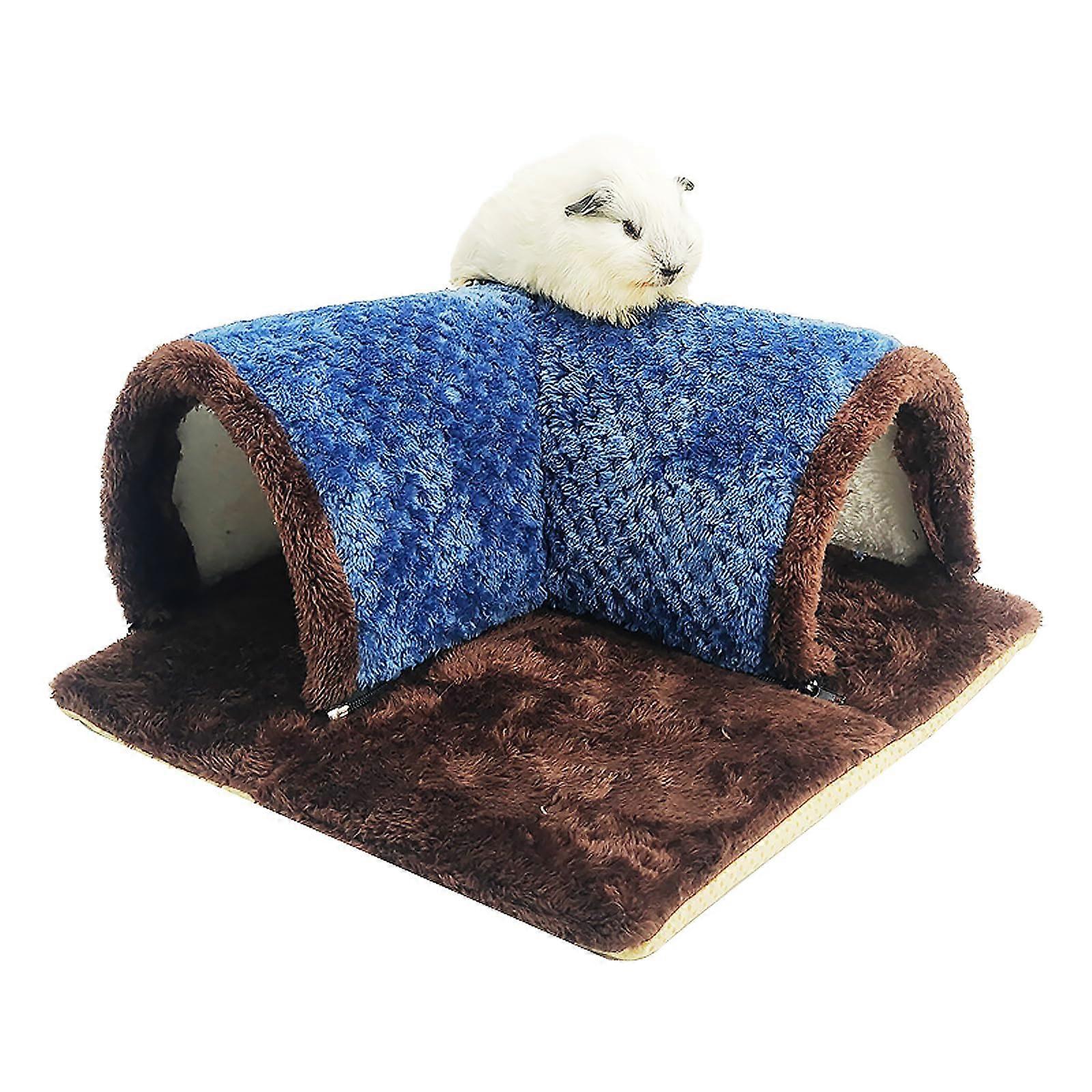 Hamster Upright Angle Tunnel - Plush Zippered Hideaway for Guinea Pigs, Small Animal Cage Accessory, Cozy Multicolor Design