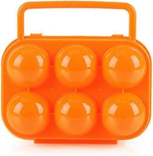Portable Plastic Egg Holder, Egg Box, Foldable Portable Egg Box Egg Box Storage Box Eggs Container Egg Tray(6 Grids, Orange)